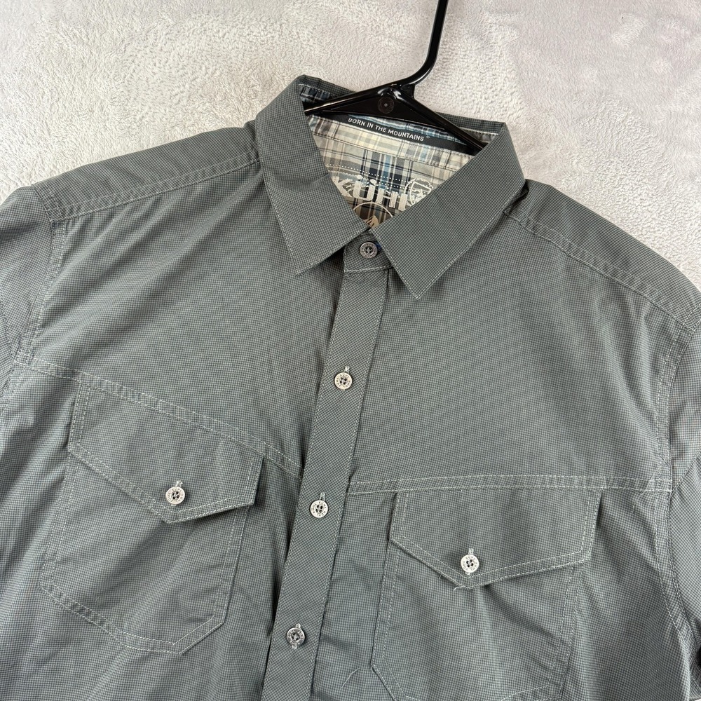 Kuhl Shirt Mens Medium Gray Stealth Eluxor Short Sleeve Button Up Casual Outdoor
